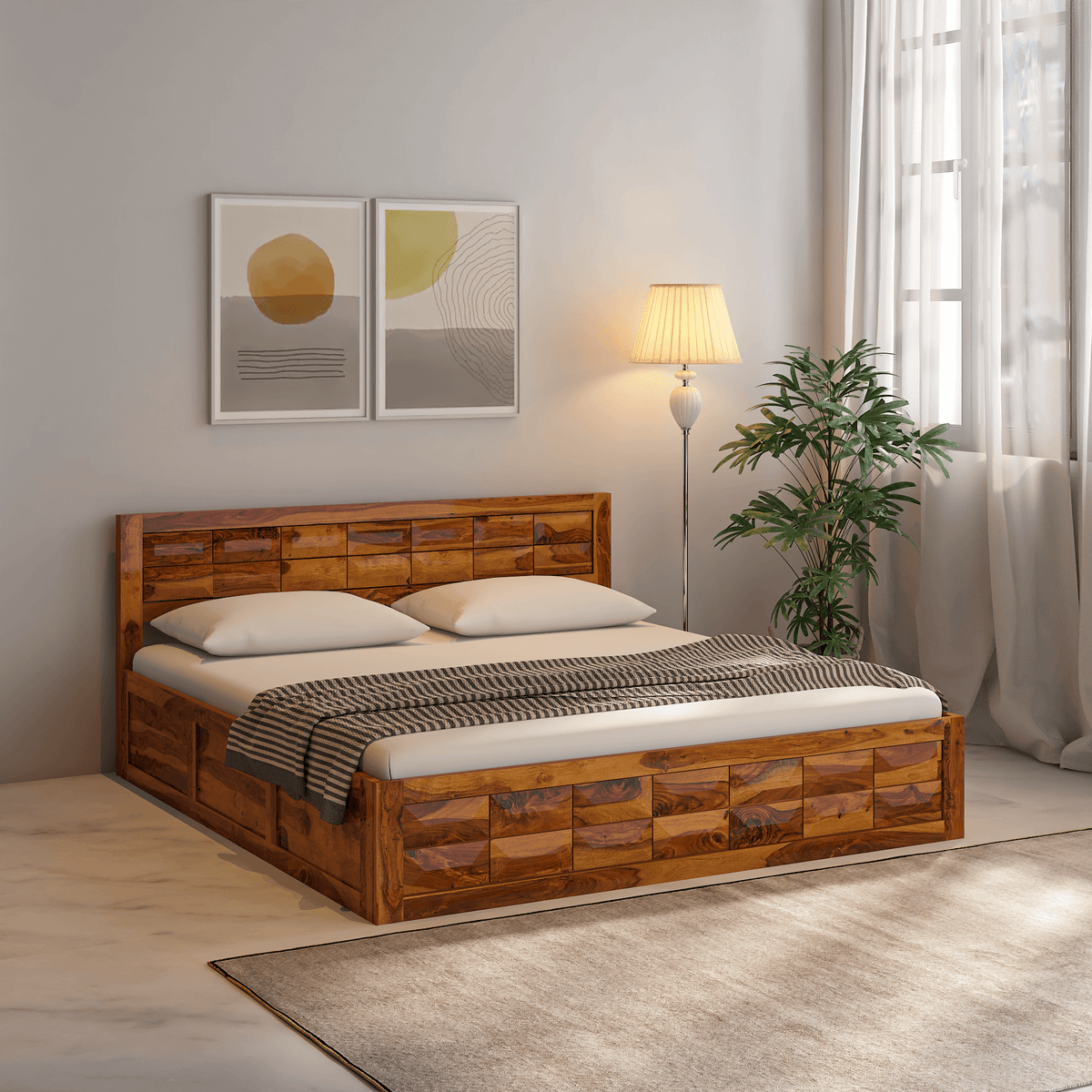 Buy Sheesham Wood King Size Bed with Storage Online Wakeup India