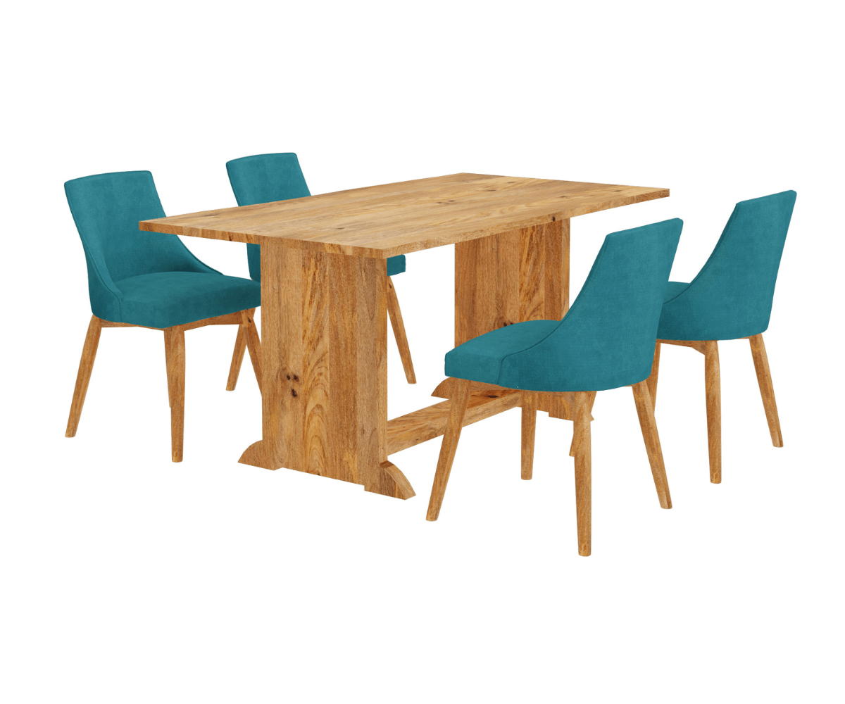 Svelte Solid Wood Dining Table And Chairs Set