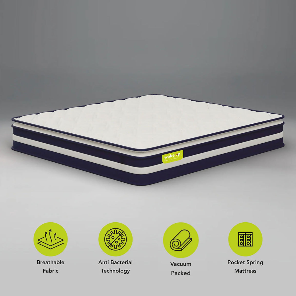 Wakeup India | Smart Tech Pillow Top Mattress | Pocket Spring with Softy Foam | 10 Years Warranty | Medium Firm