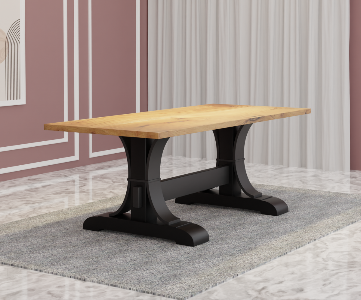 Merrick Solid Wood Dining Table with Black Legs | 10% Off – Wakeup India