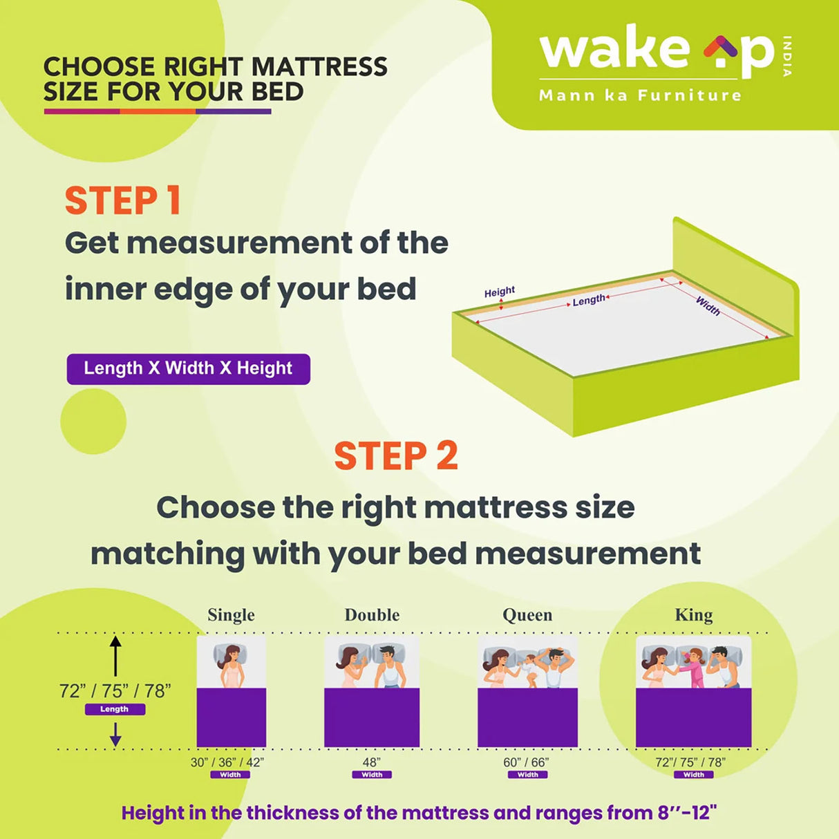 Wakeup India | Smart Tech Pillow Top Mattress | Pocket Spring with Softy Foam | 10 Years Warranty | Medium Firm