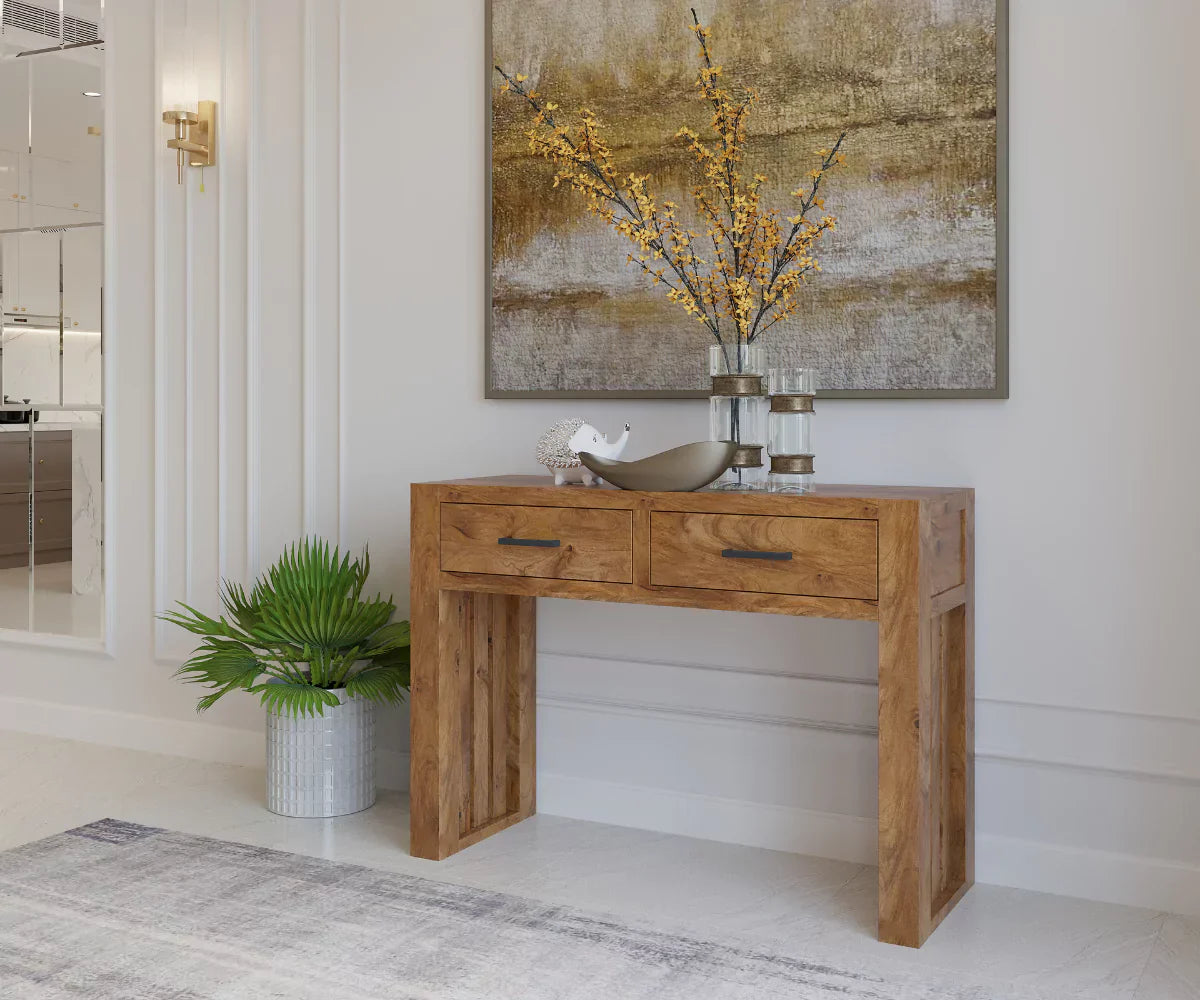 Aurorium Solid Wood 2 Drawer Console Table