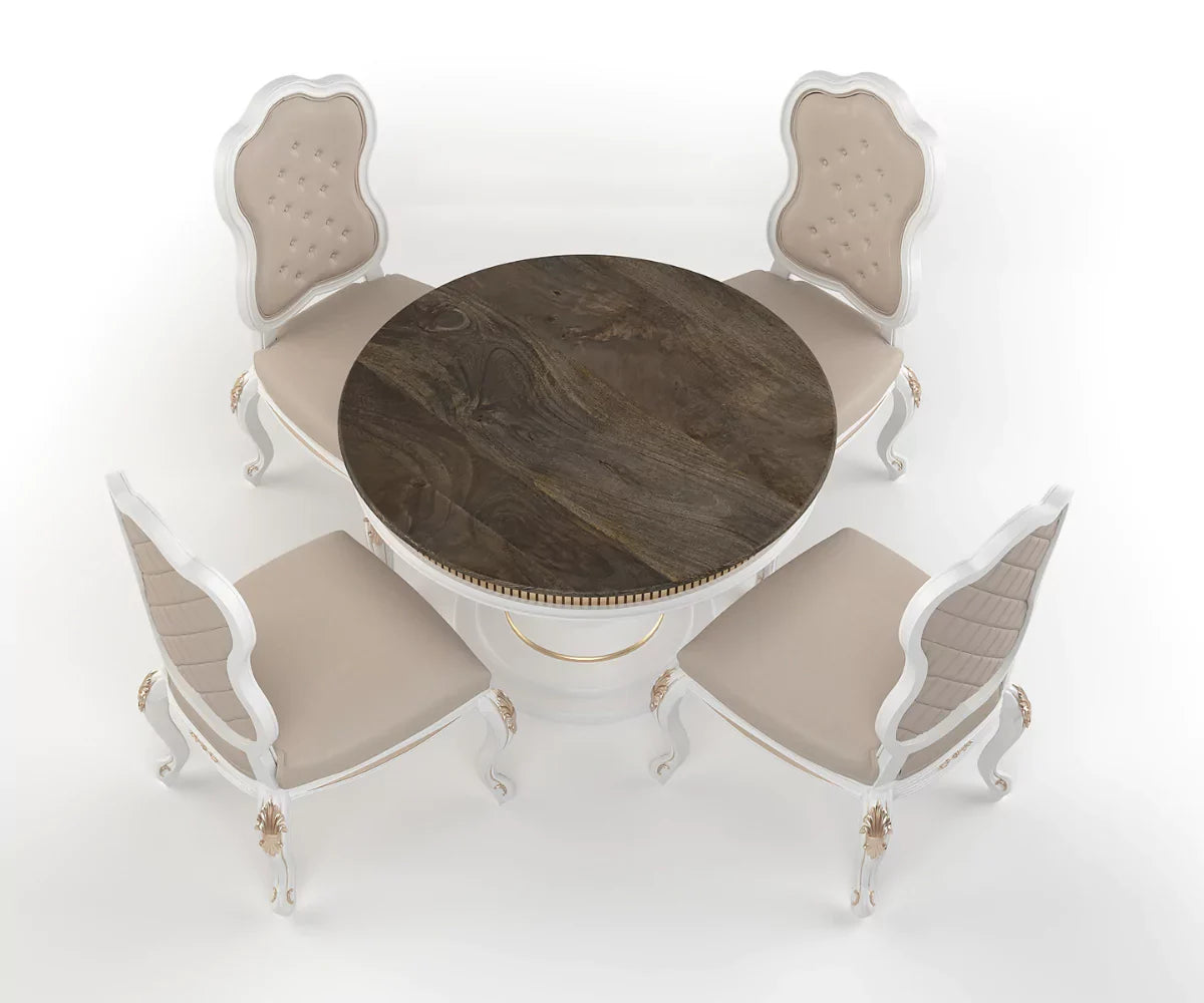 Celestiva Luxury Solid Wood Round Dining Set, Top View.