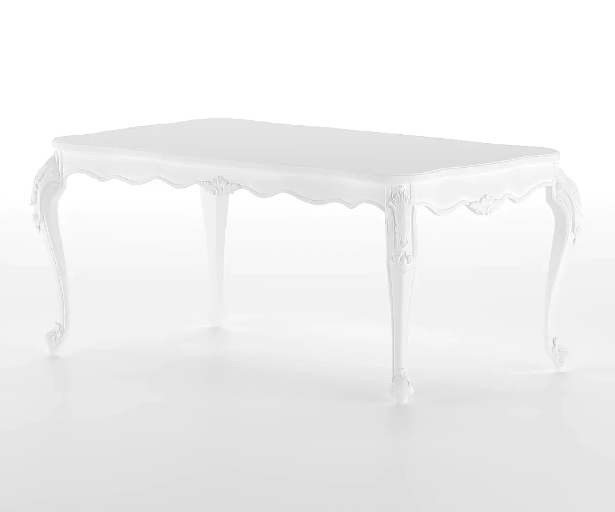 Countryside Solid Wood Luxury White Dining Set - Only Table Isometric Mirror View