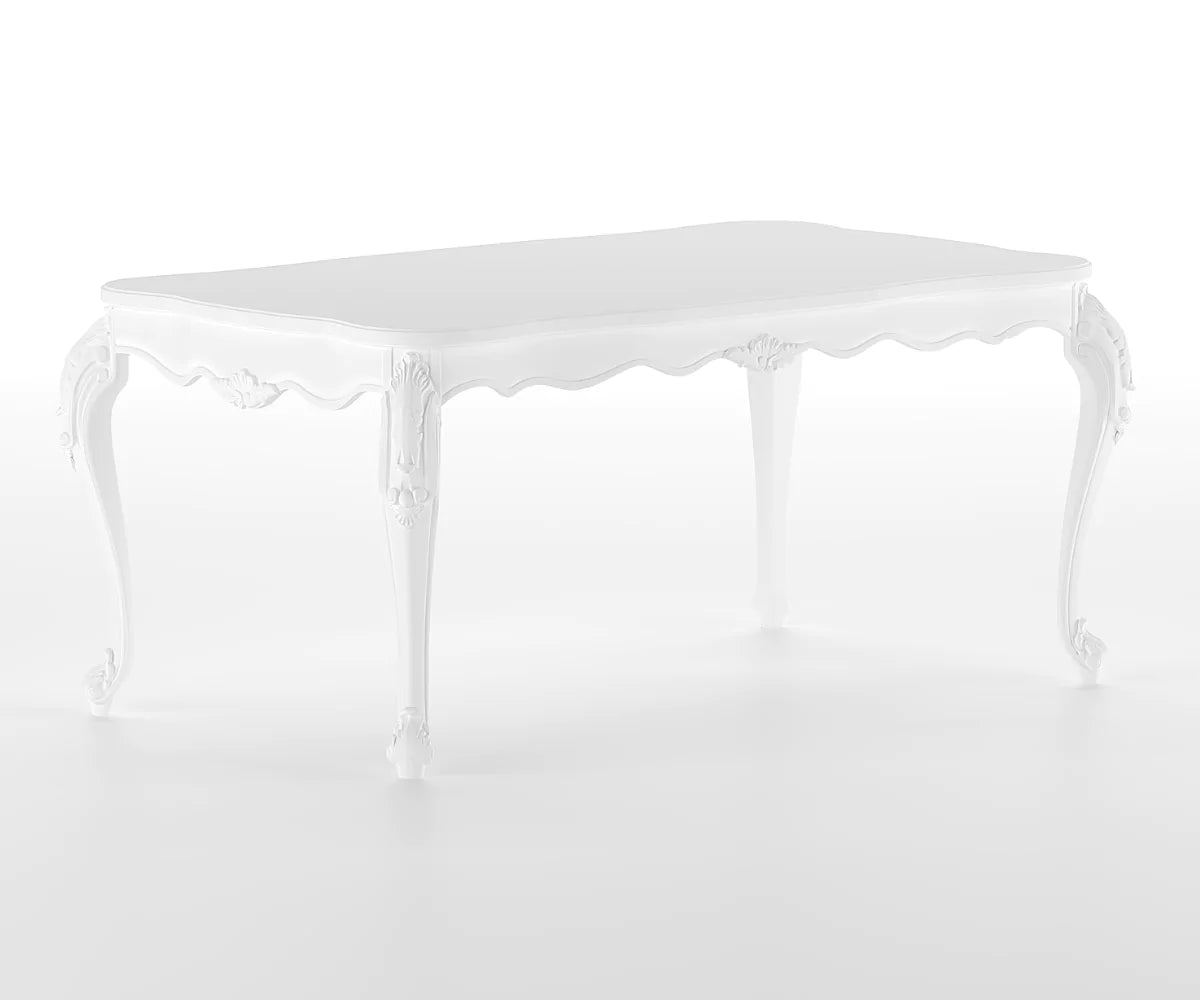 Countryside Solid Wood Luxury White Dining Set - Only Table Isometric View