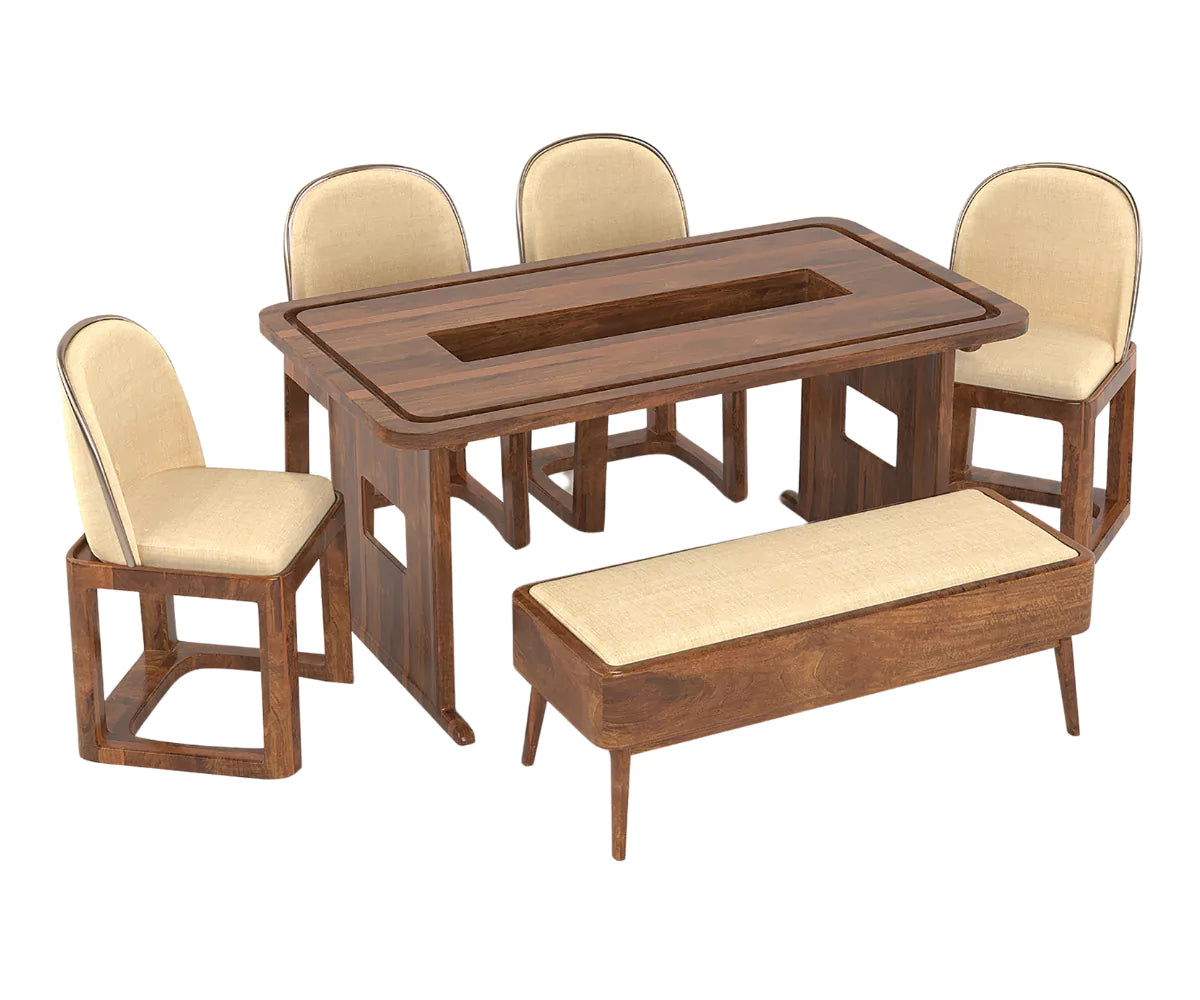 Vornax Dining Table with Chairs and Bench Set