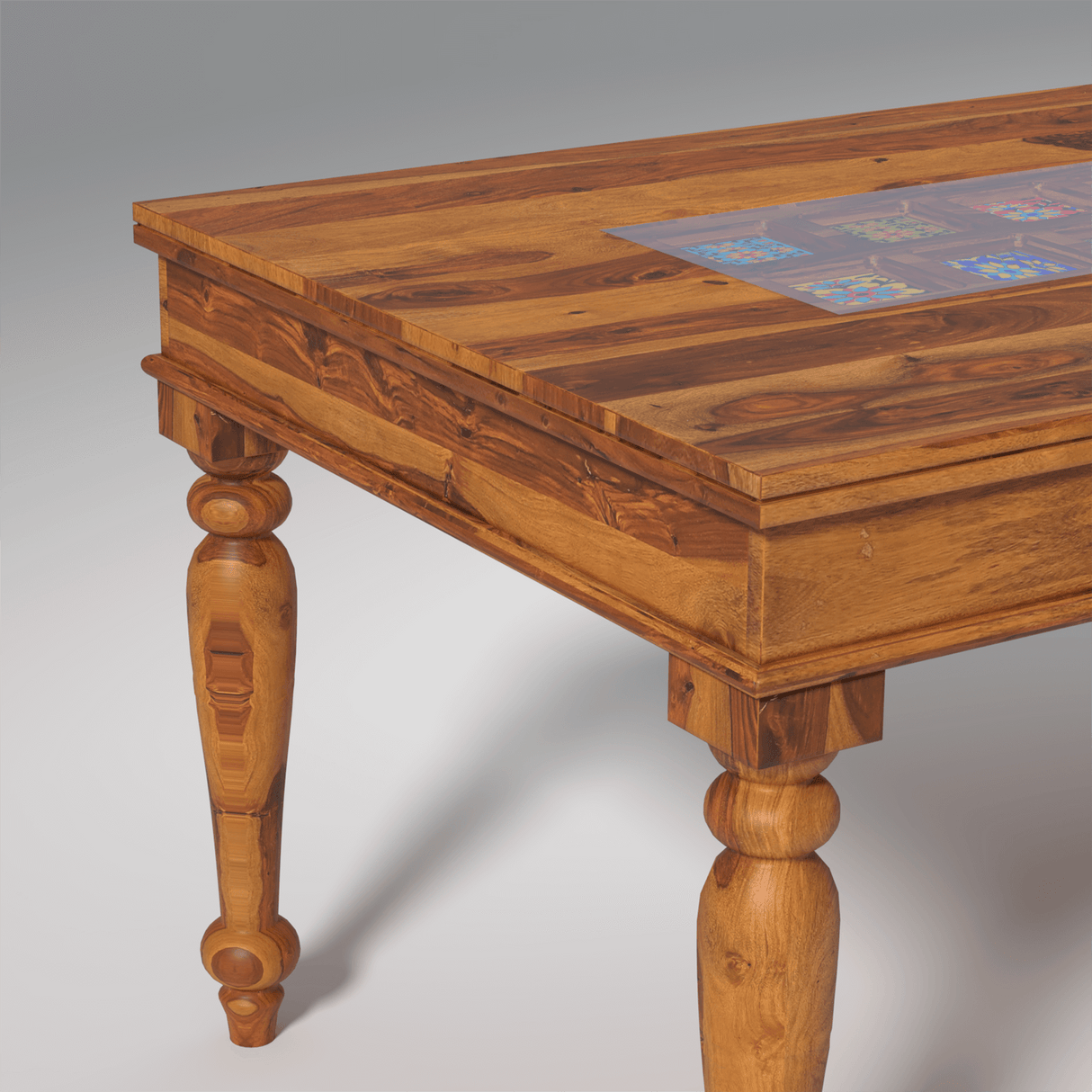 Keller Sheesham Wood Dining Table Set 6 Seater In Reddish Rosewood