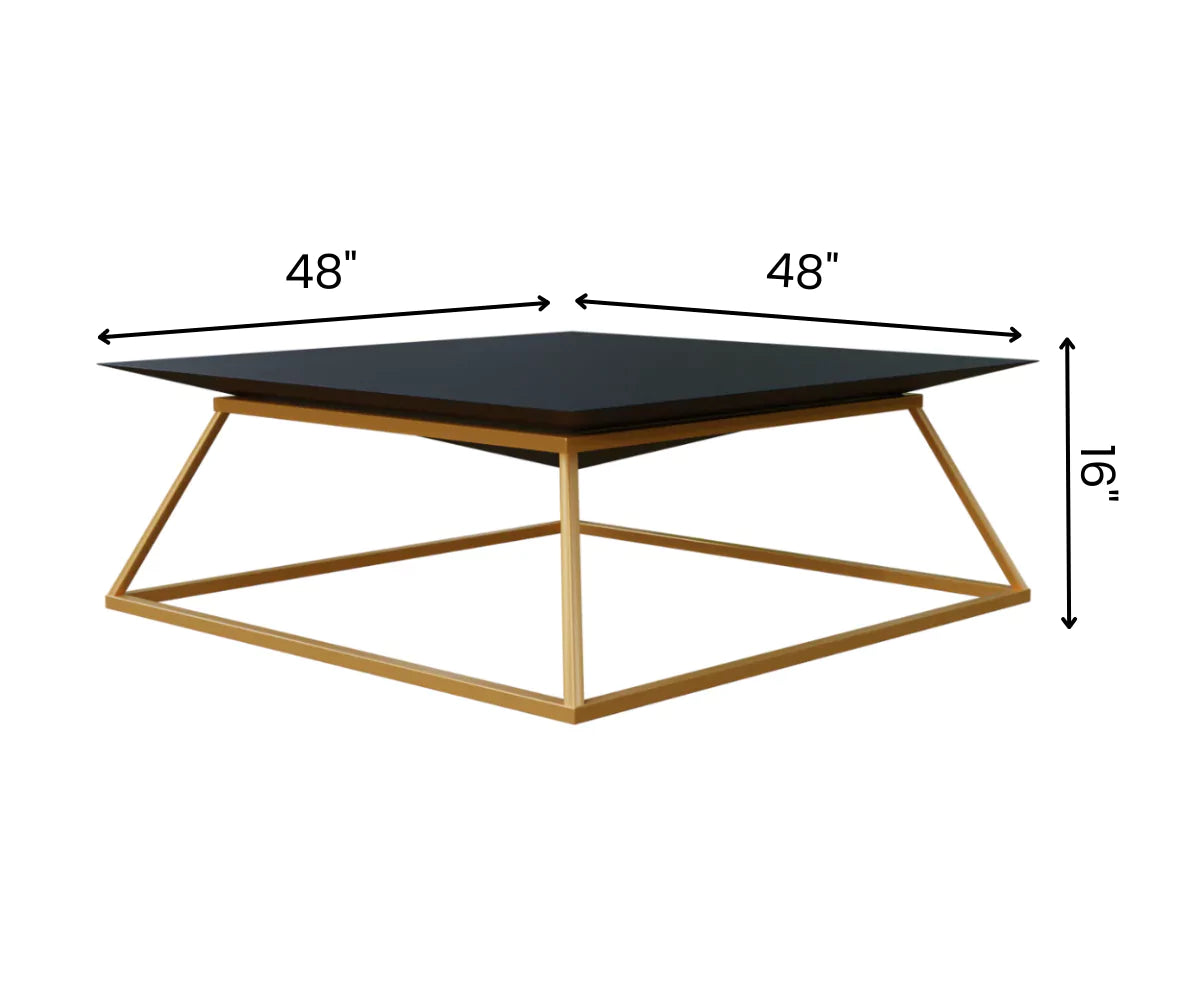 Eccentric Solid Wood Square Coffee Table, Dimension Image.