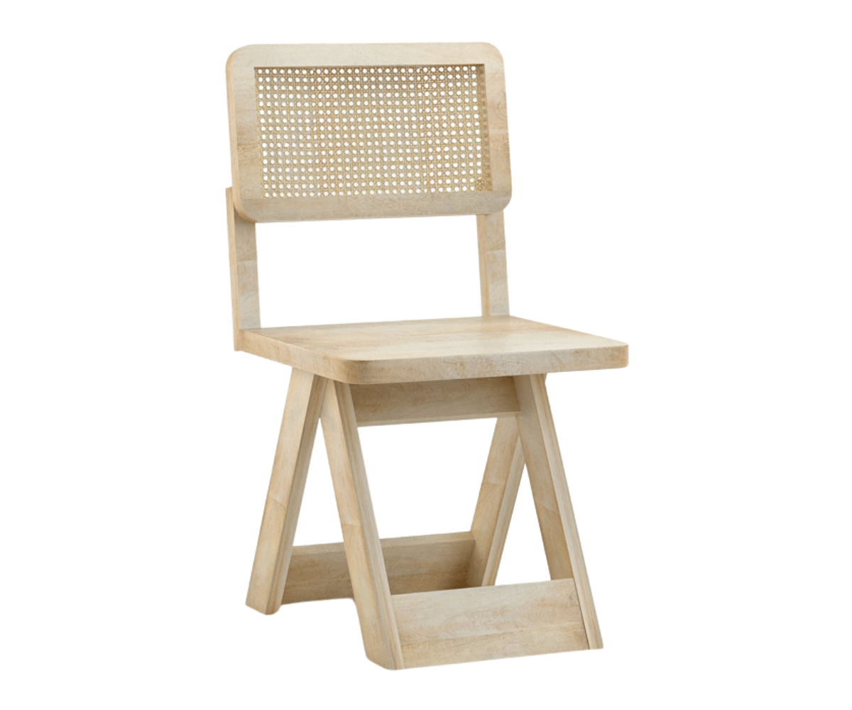Felvian Solid Wood Cane Chair Set of 2