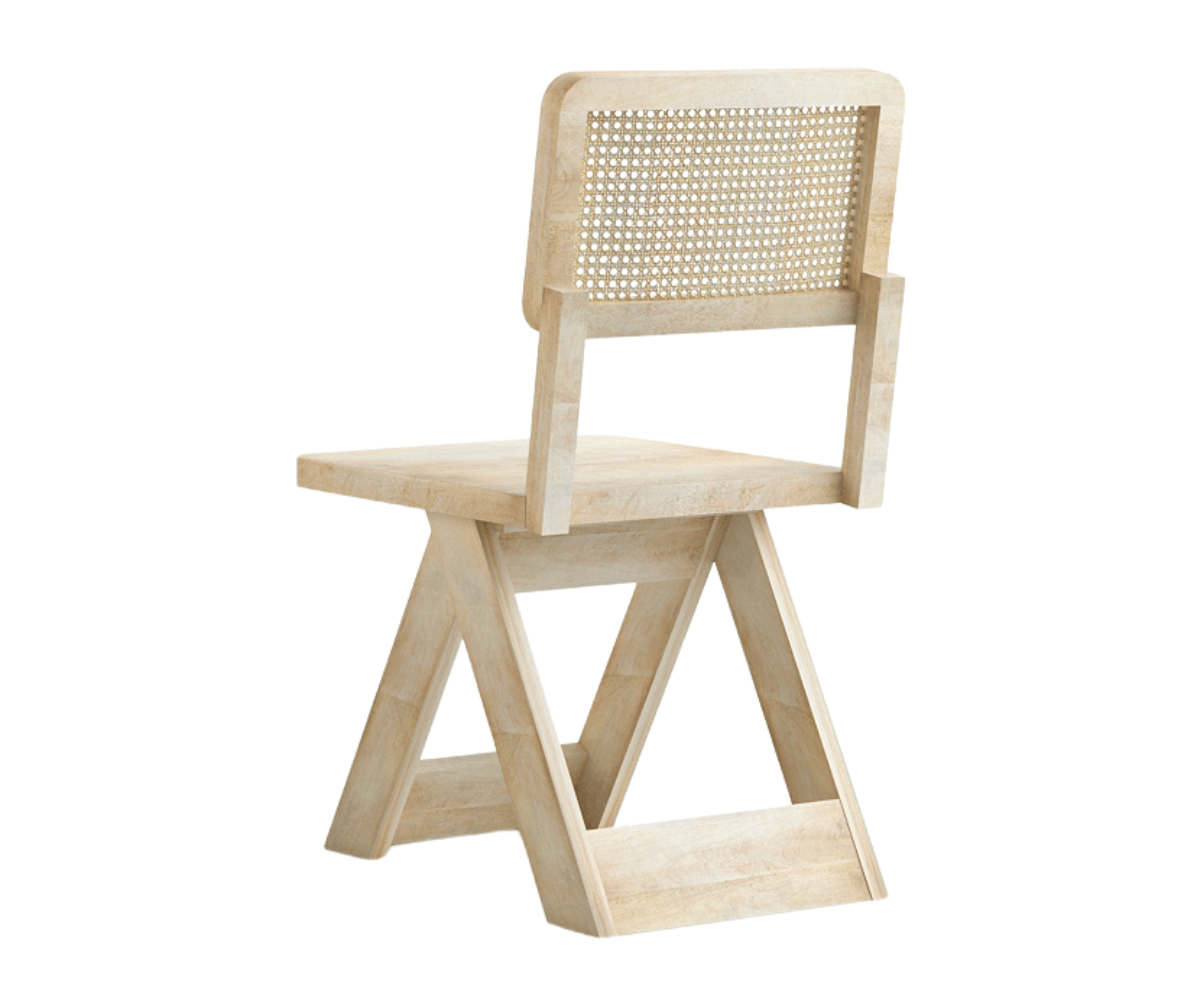 Felvian Solid Wood Cane Chair Set of 2