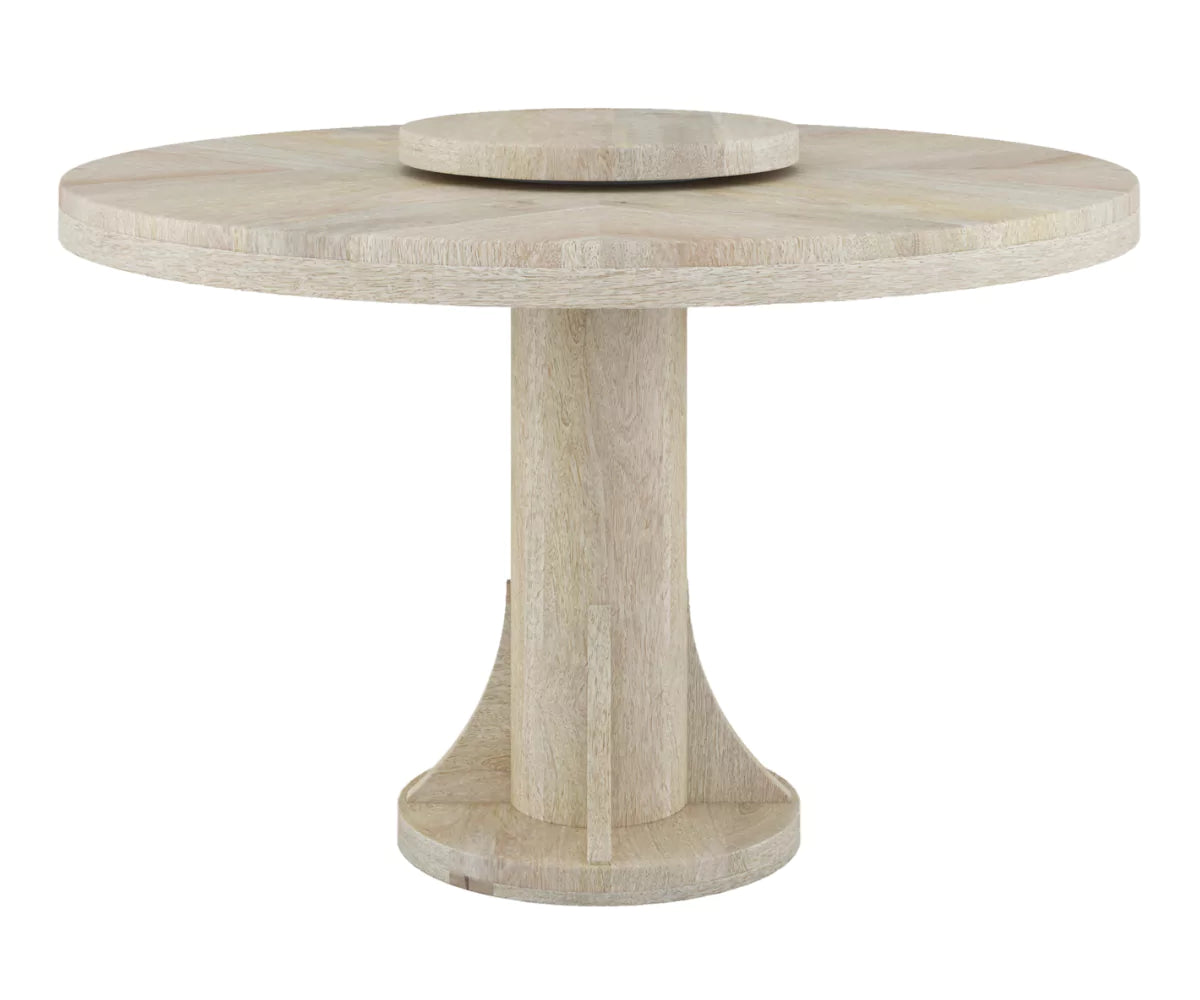 Fexoria 6 Seater Round Dining Table, Front View.Fexoria 6 Seater Round Dining Table with Lazy Susan, Prime White.