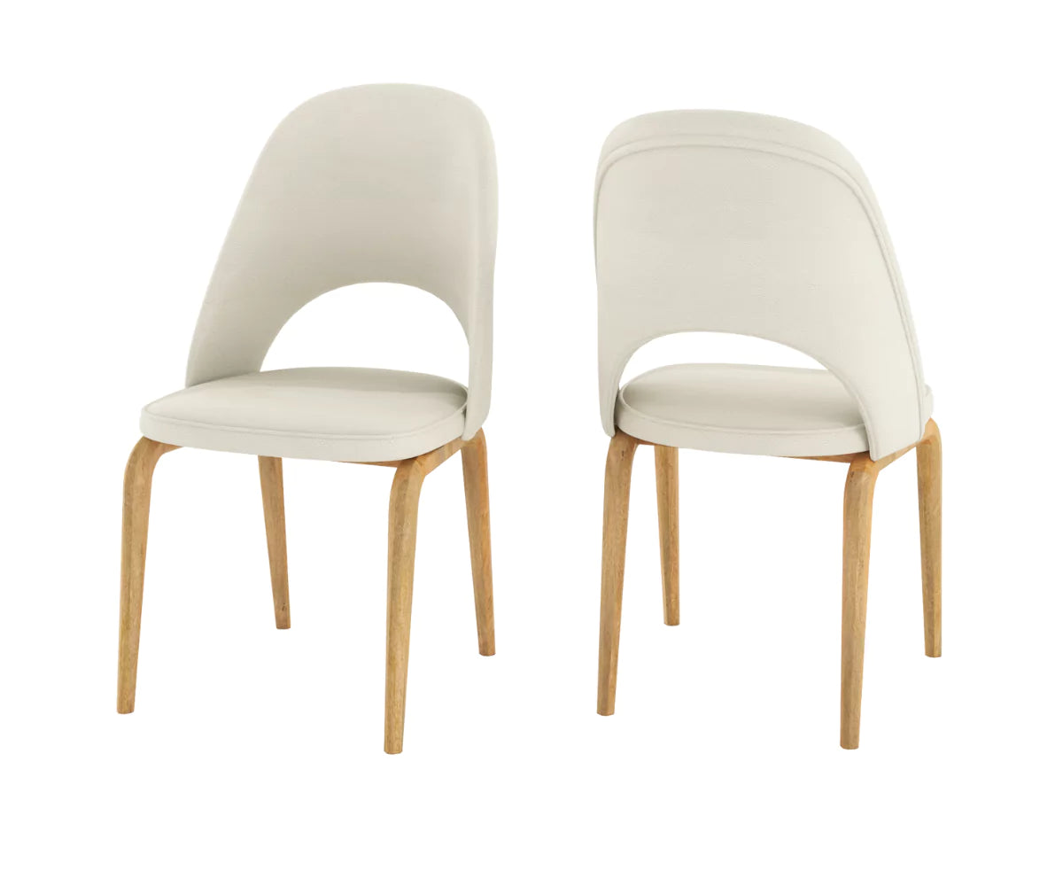 Fexoria Fabric Dining Chairs Set of 2 - Natural Finish