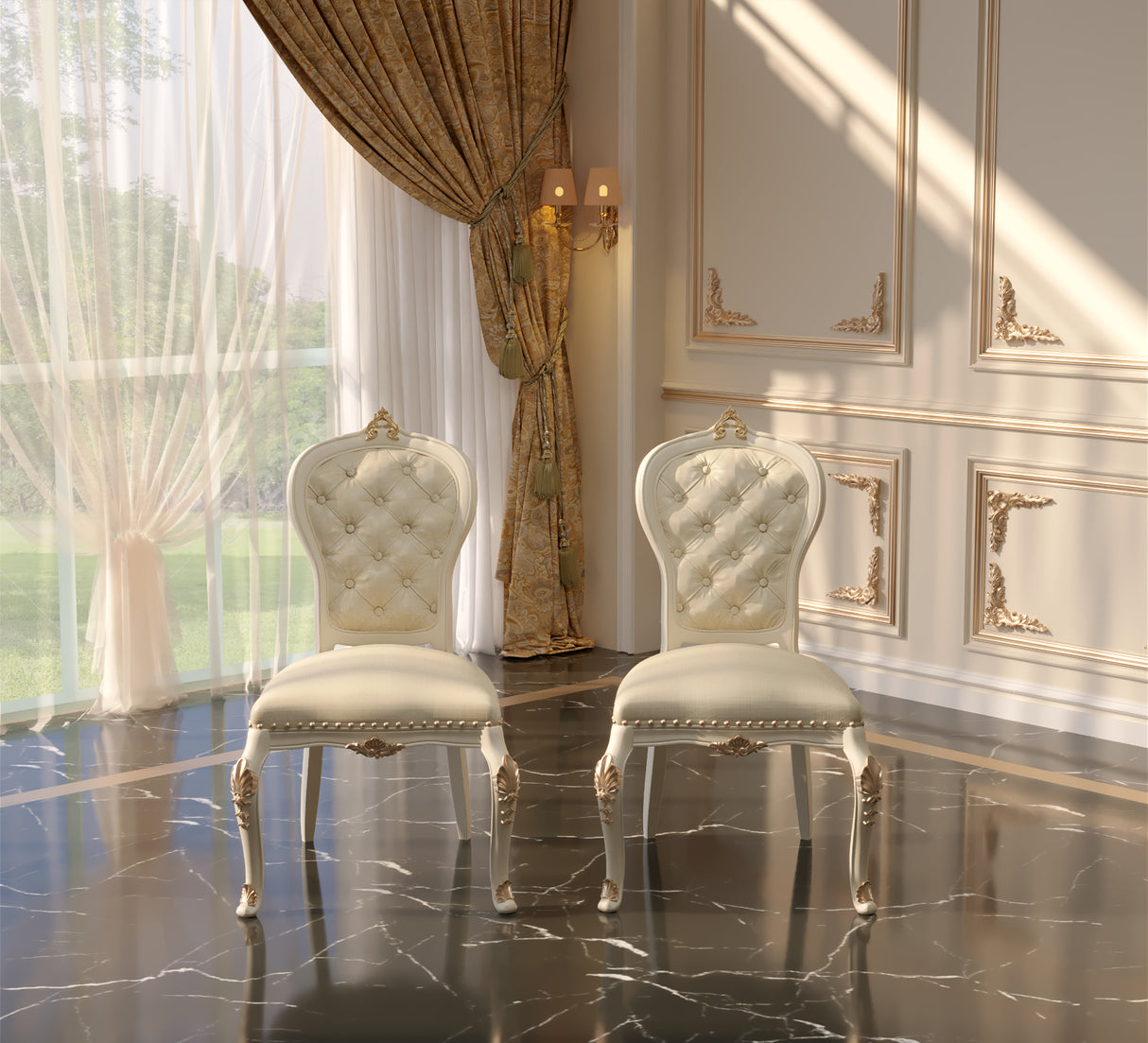 Zyvra Luxury Upholstered Dining Chair Set of 2