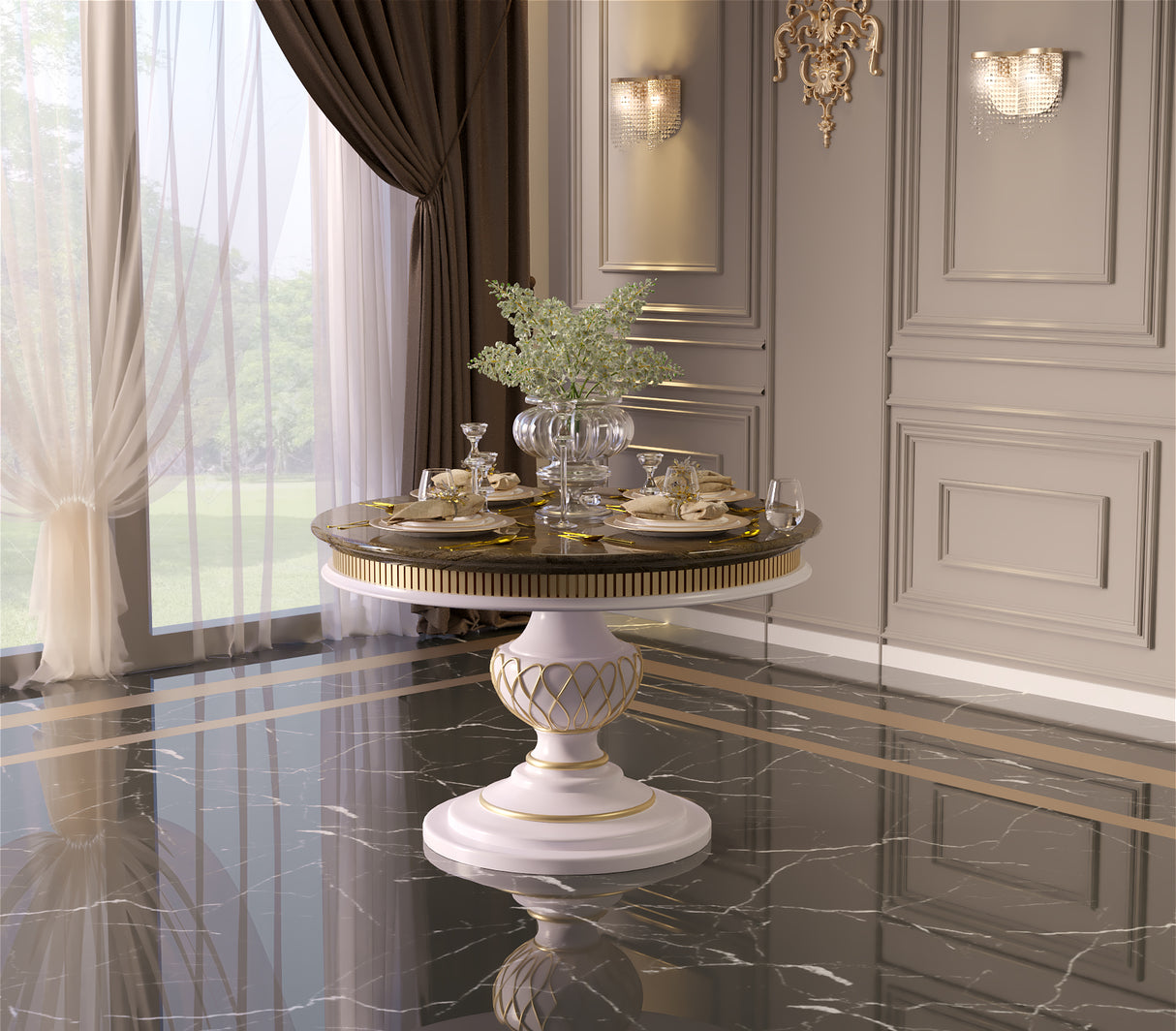 Celestiva Luxury Solid Wood Round Dining Table