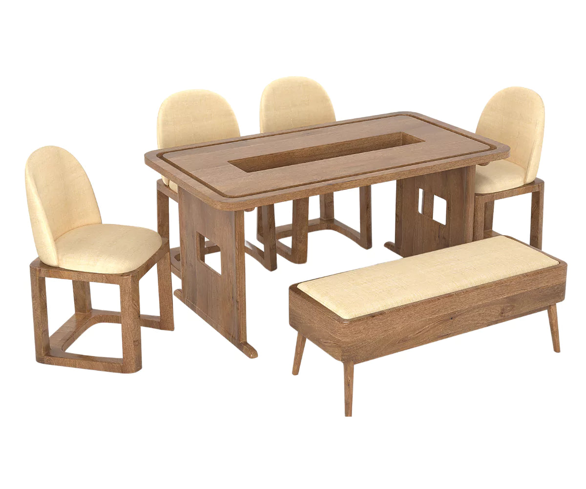 Vornax Dining Table with Chairs and Bench Set