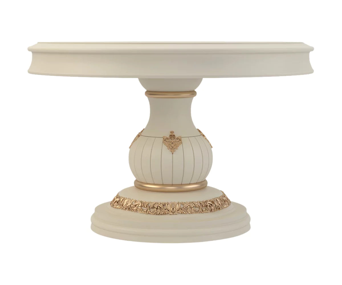 Nyxor Luxury Solid Wood Round Dining Table - Beige Finish