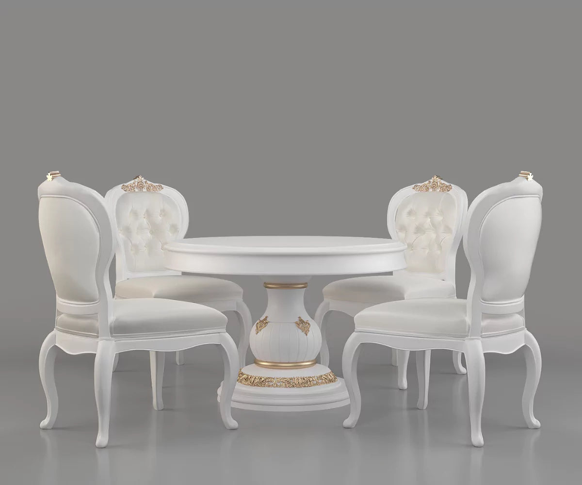 Nyxor Round Table and Dining Chairs Set, Side View.