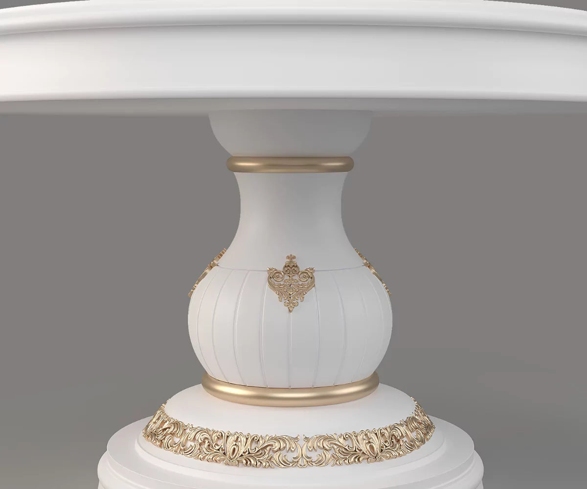 Nyxor Luxury Solid Wood Round Dining Table, Close View.