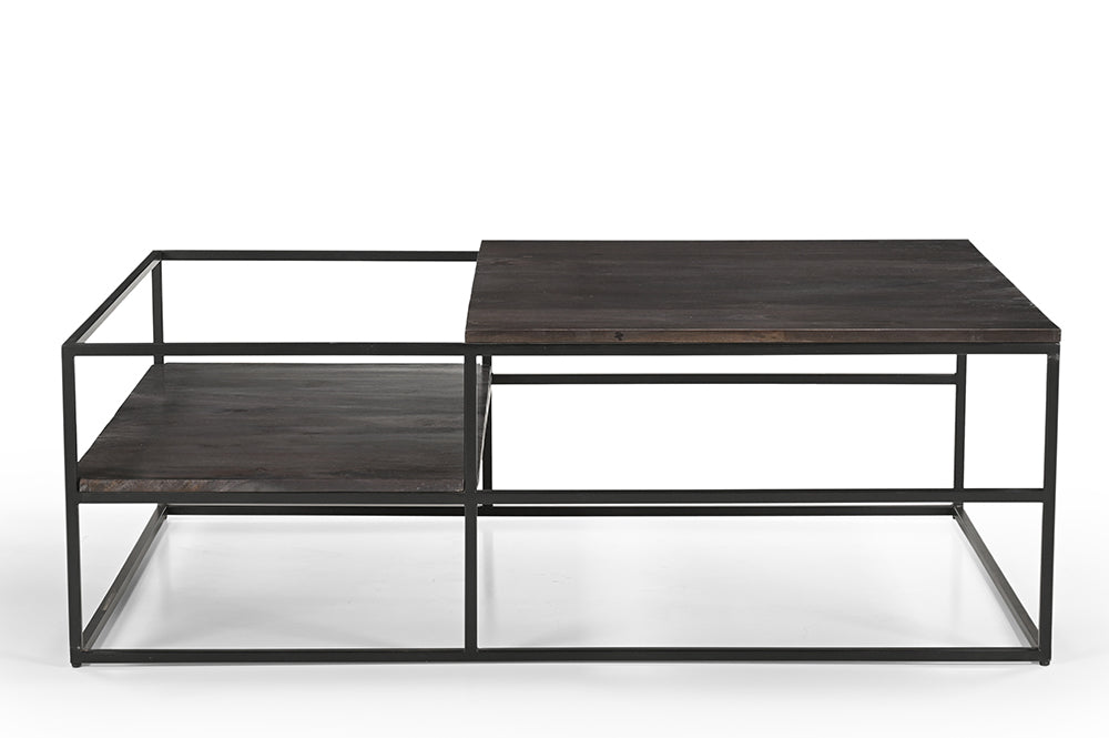 Becca Iron And Mango Wood Coffee Table In Dark Walnut
