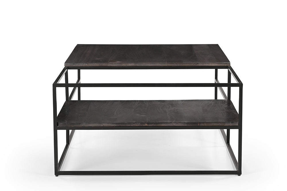 Becca Iron And Mango Wood Coffee Table In Dark Walnut