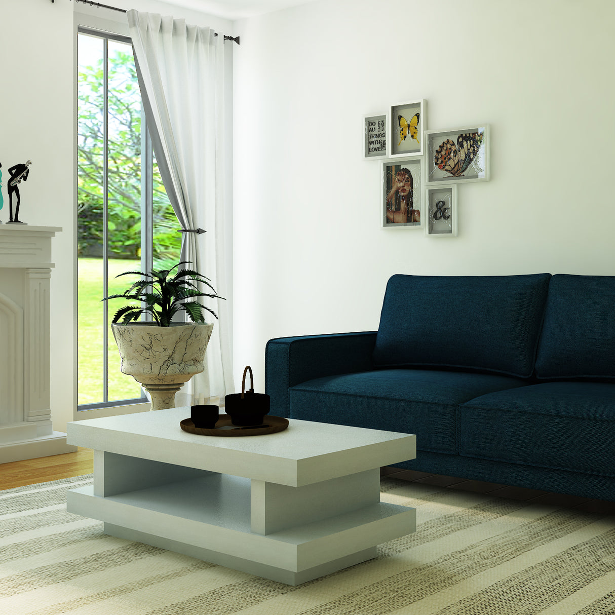 Incometra Solid Wood White Coffee Table