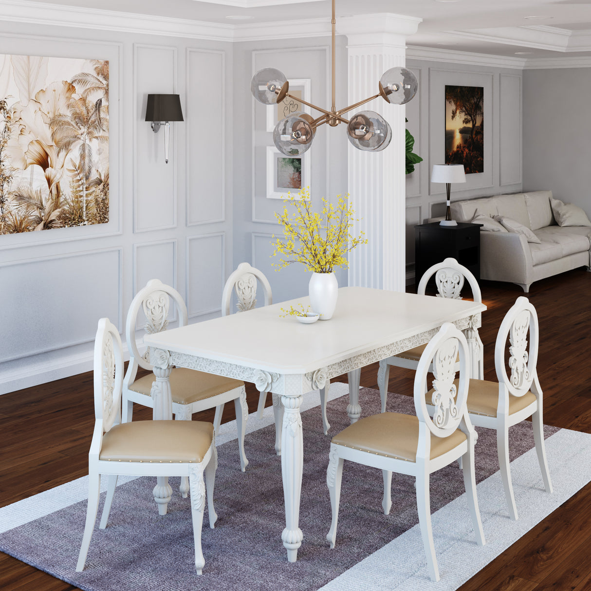 Sumptuous Luxury Carved Dining Table Set