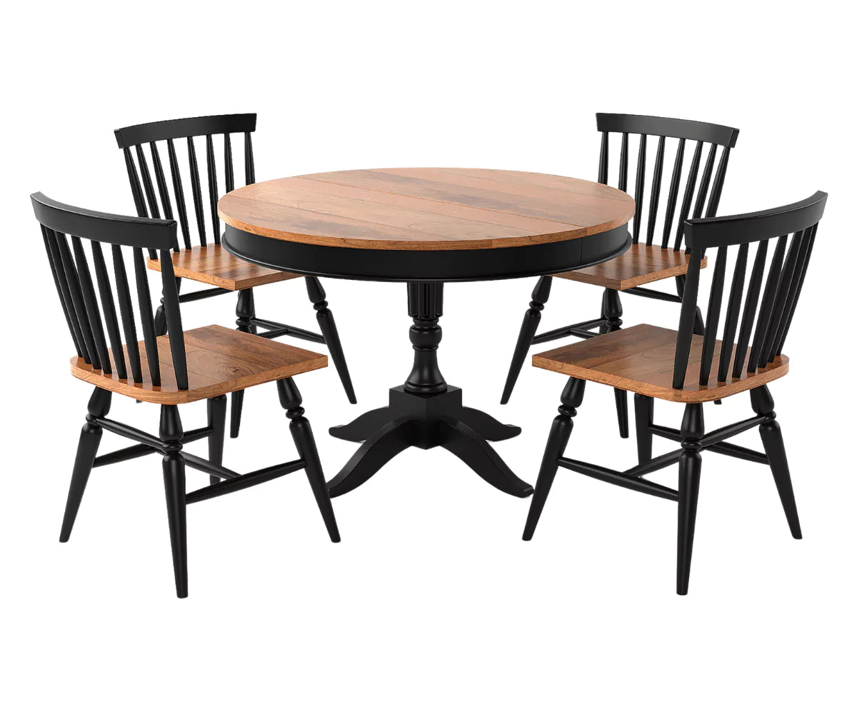 Trivex Round Extendable Dining Set, Clay Brown Finish.