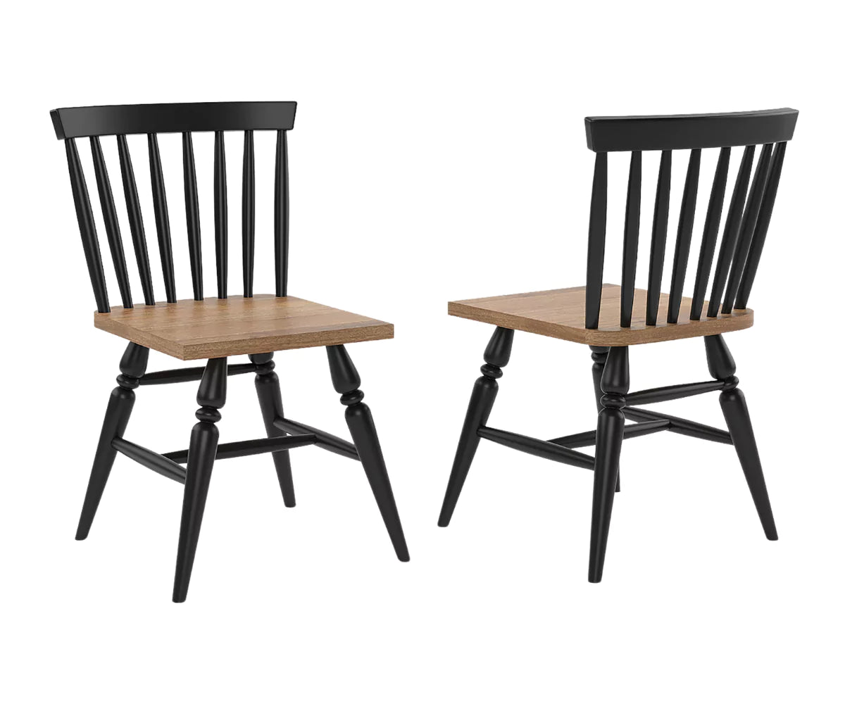 Trivex Wooden Dining Chairs Set of 2 - Matt Black & Mocha Finish