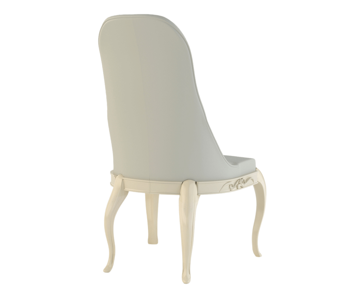 Vexal Solid Wood Luxury High Back Upholstered Dining Chair, Back Angle
