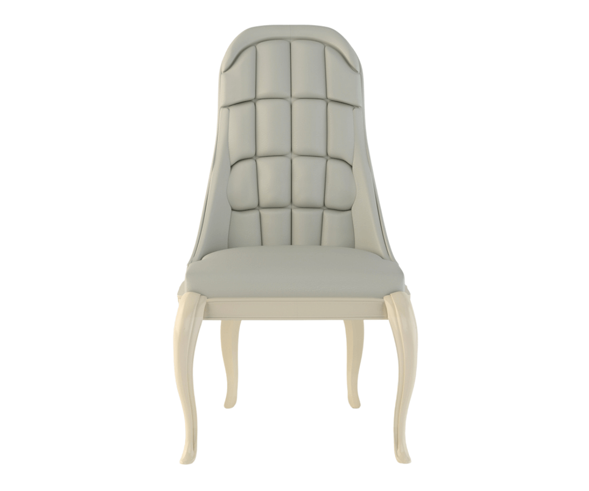 Vexal Solid Wood Luxury High Back Upholstered Dining Chair, Front Angle