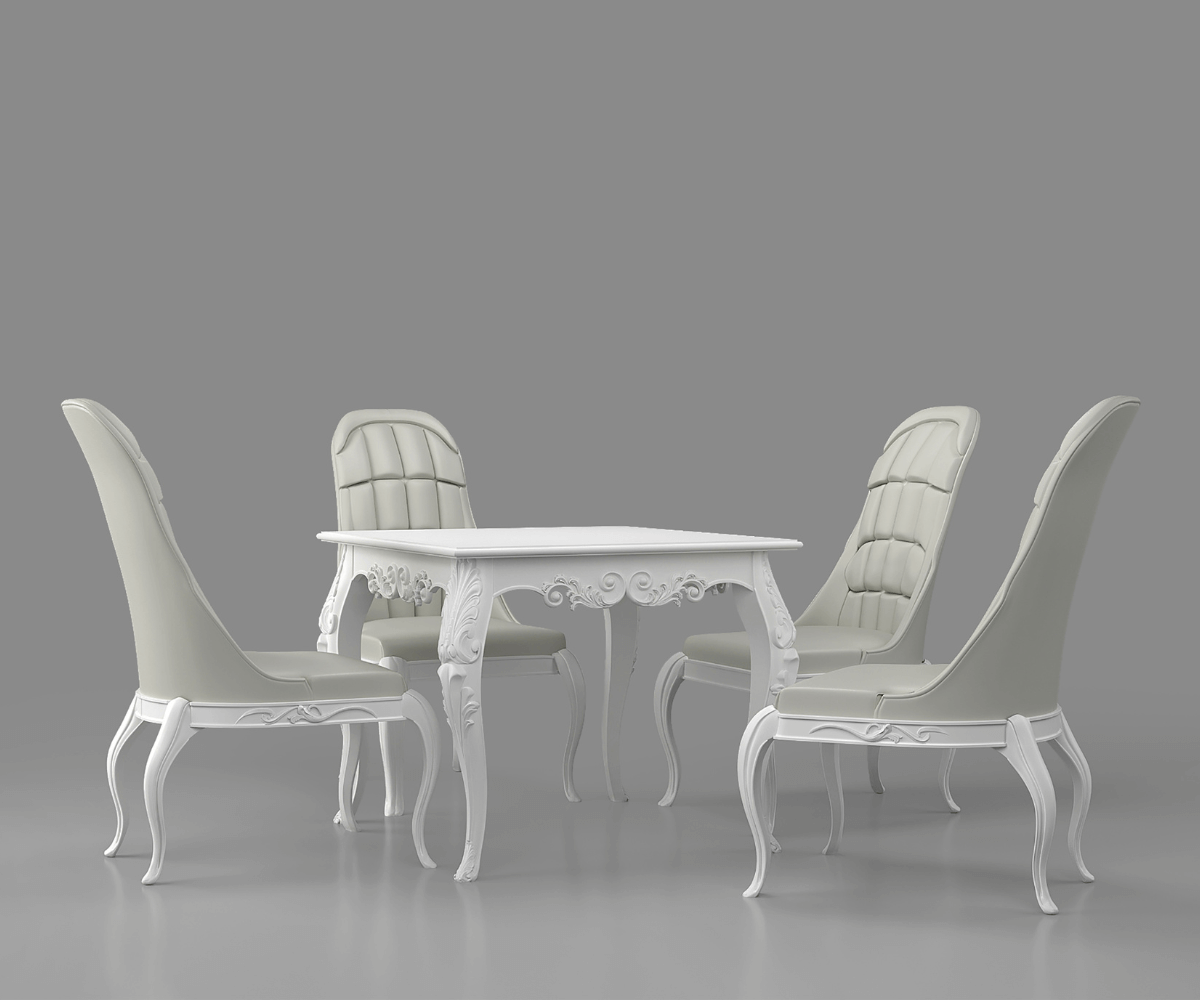 Vexal Solid Wood Luxury Dining Set, White.