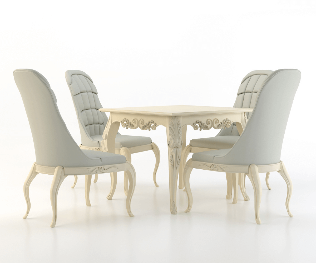 Vexal Solid Wood Luxury Dining Table Set - Isometric Angle
