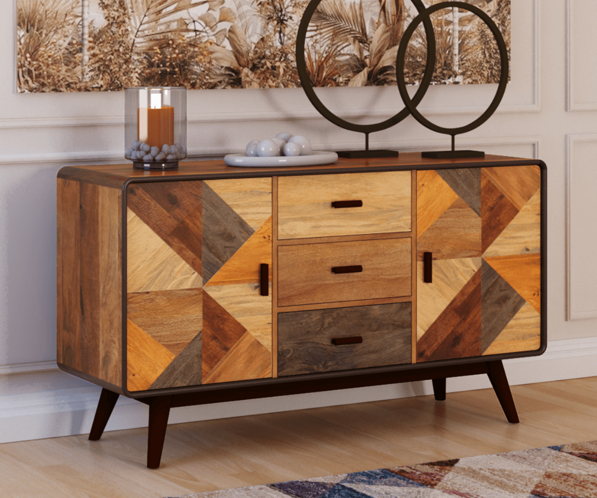 Vintage Solid Wood Modern Sideboard Cabinet