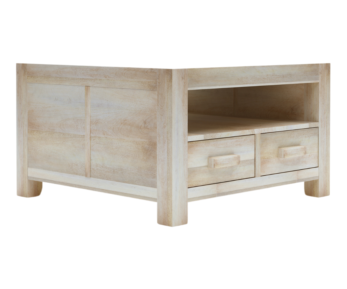 Clifton Solid Wood Square Coffee Table - White Prime