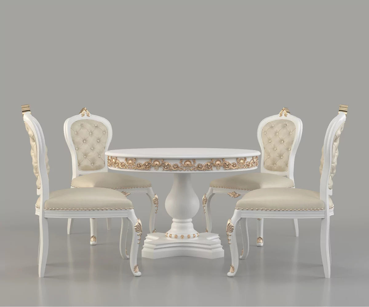 Zyvra Luxury Solid Wood Round Dining Set