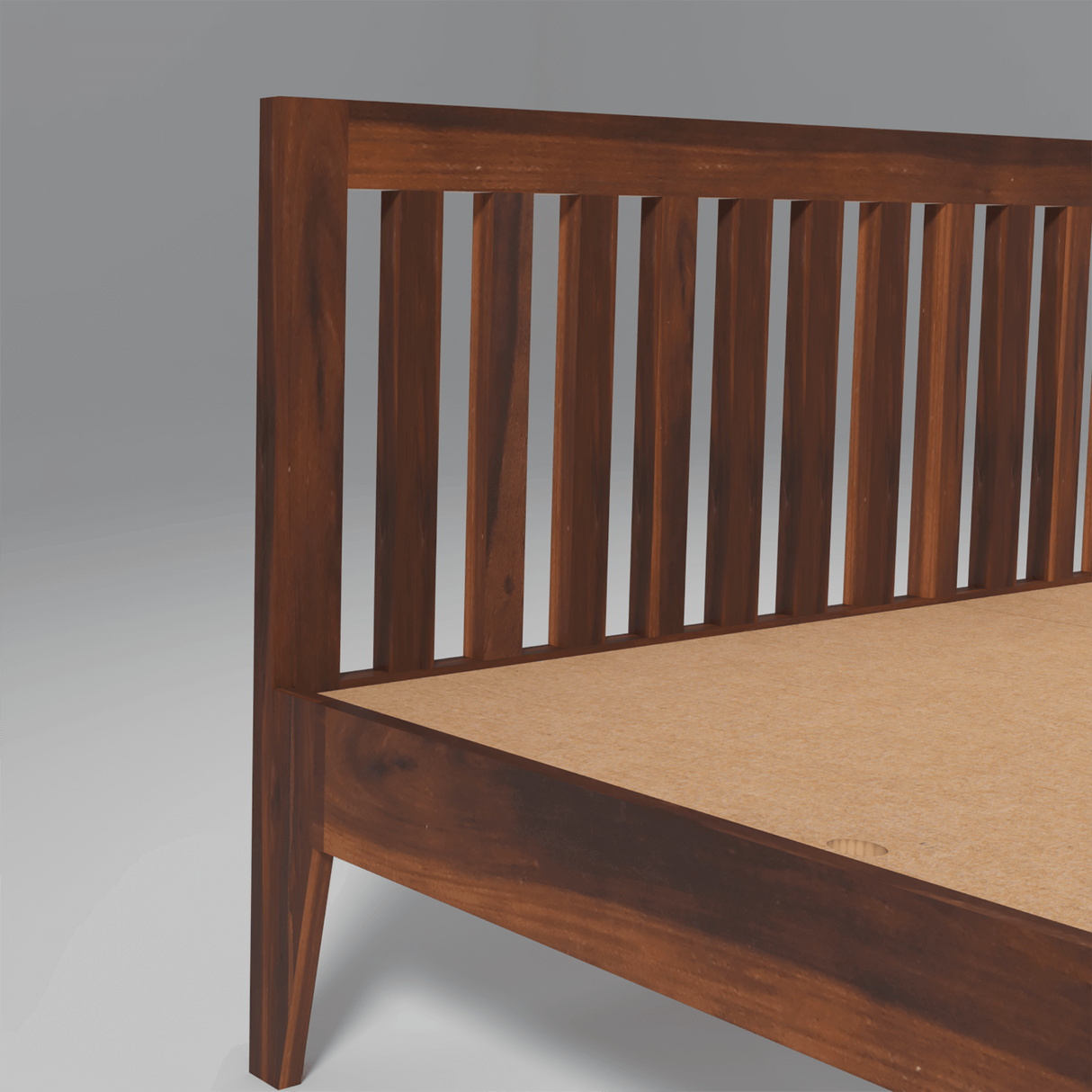 Luxy Low Sheesham Wood Bed In Light Rosewood Without Box Storage