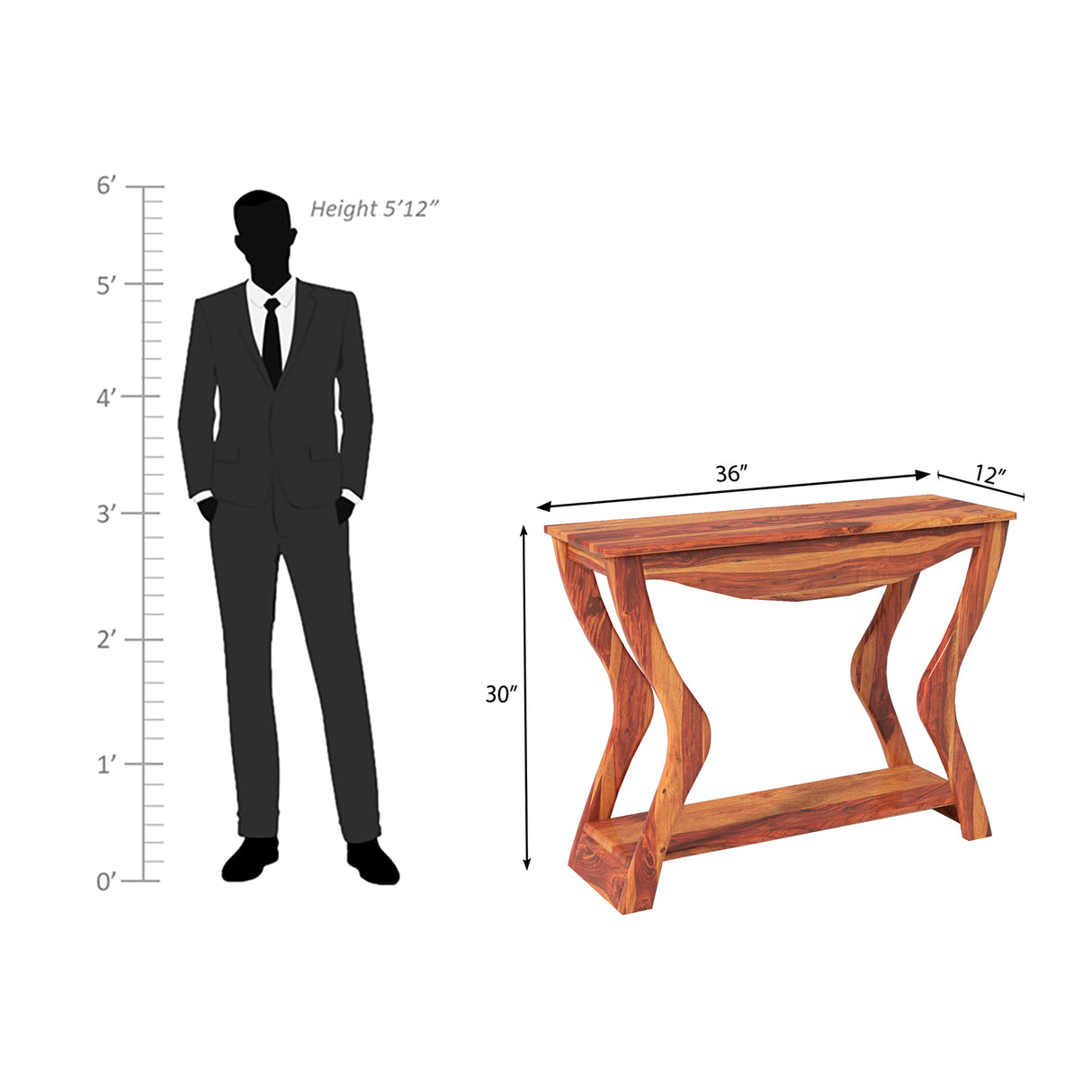 Dolce Sheesham Wood Console In Light Reddish Honey color