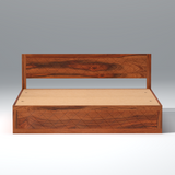 Lofted Sheesham Wood bed with Box Storage in Maharani Color