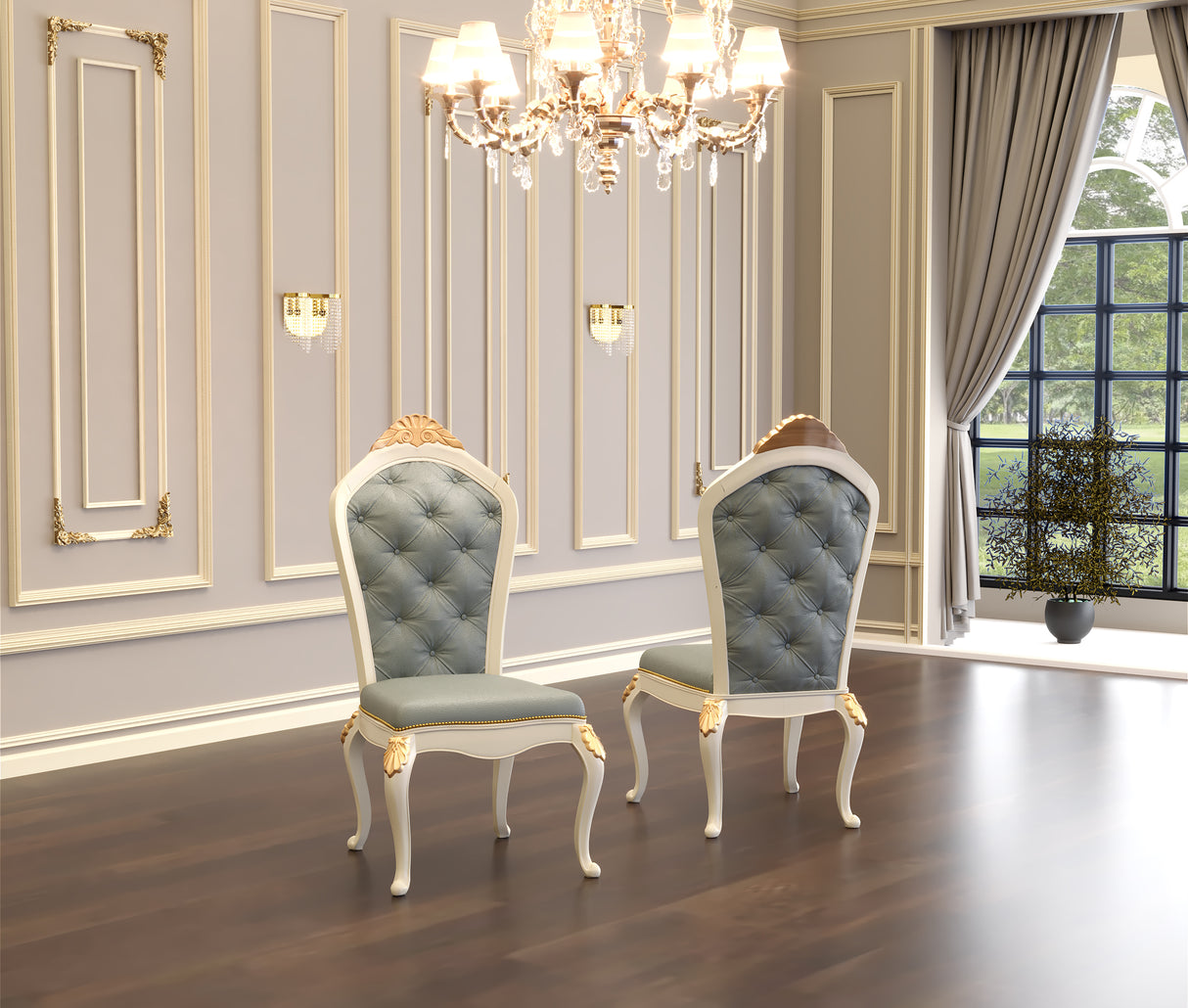 Exquisite Wooden Luxury Dining Chairs Set of 2
