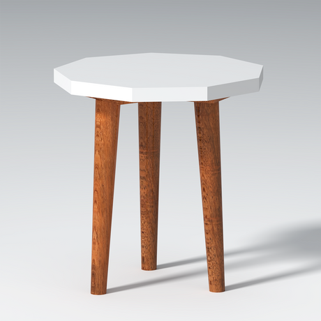 Pineleaf Mango wood and MDF Side Stool In White and Natural