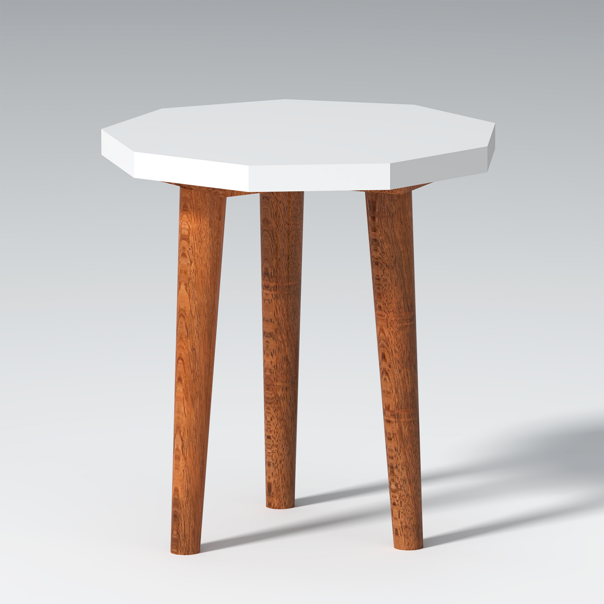 Pineleaf Mango wood and MDF Side Stool In White and Natural