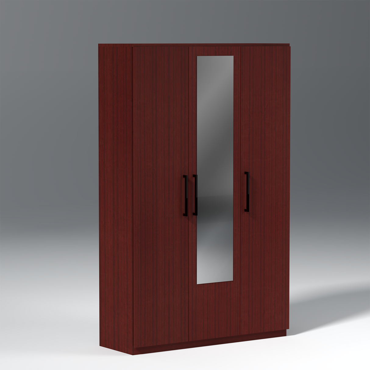 Prada 3 Door Engineered Wood Wardrobe In Mahogany
