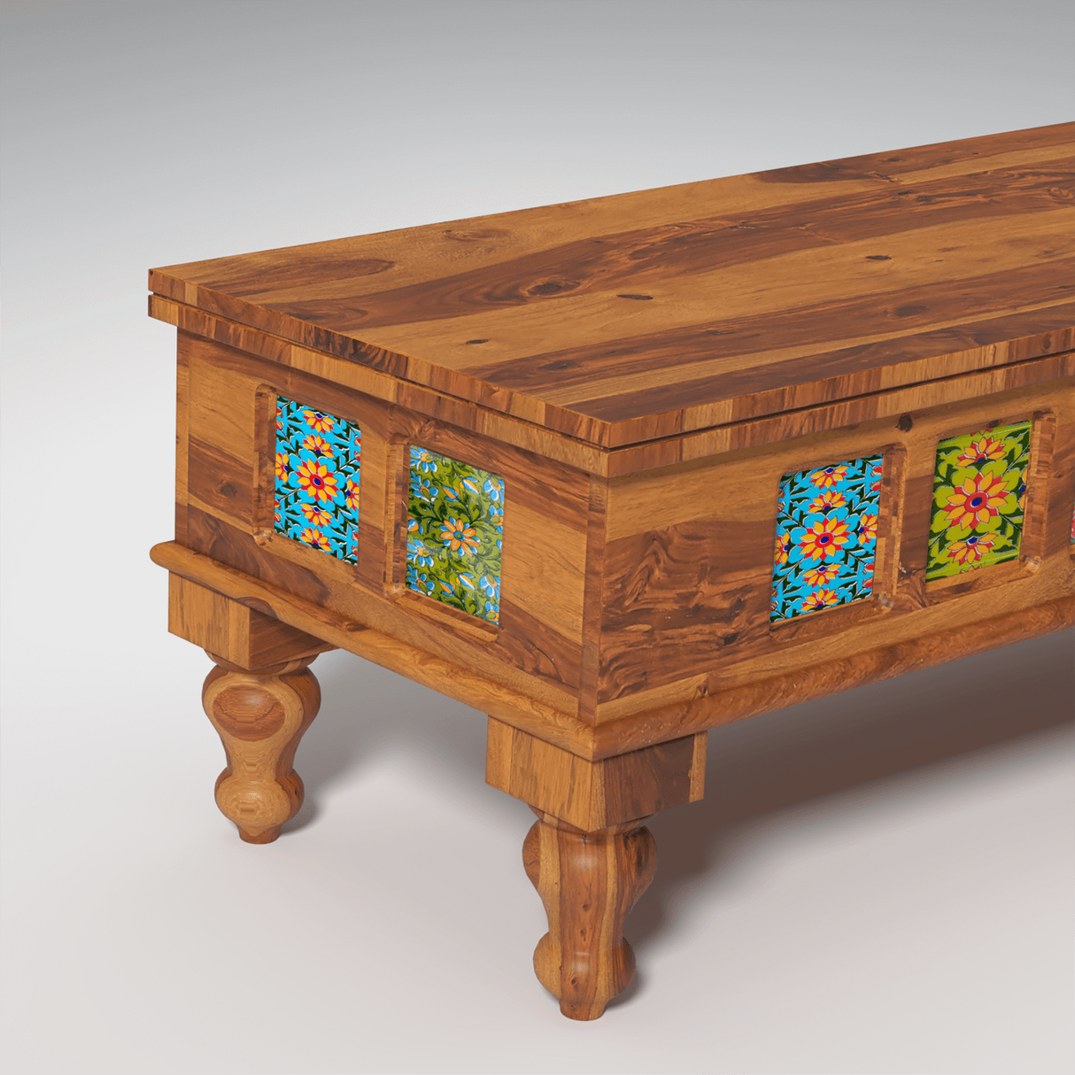 Keller Sheesham Wood Dining Table Set 6 Seater In Reddish Rosewood