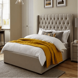 Sprucely King size Upholstered Bed in Beige Colour With Box Storage