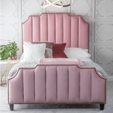 Spruceton King size Upholstered Bed in Light Pink Colour Without Box Storage