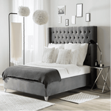 Trundle King size Upholstered Bed in Grey Colour Without Box Storage