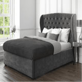 Seraphius King size Upholstered Bed in Grey Colour With Box Storage