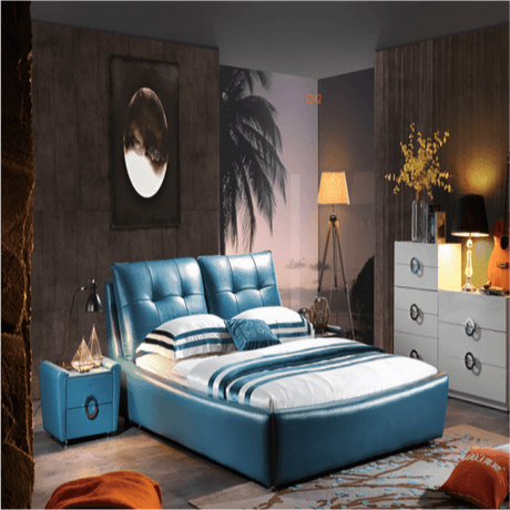 Majestique Upholstered Bed in blue Colour With Box Storage