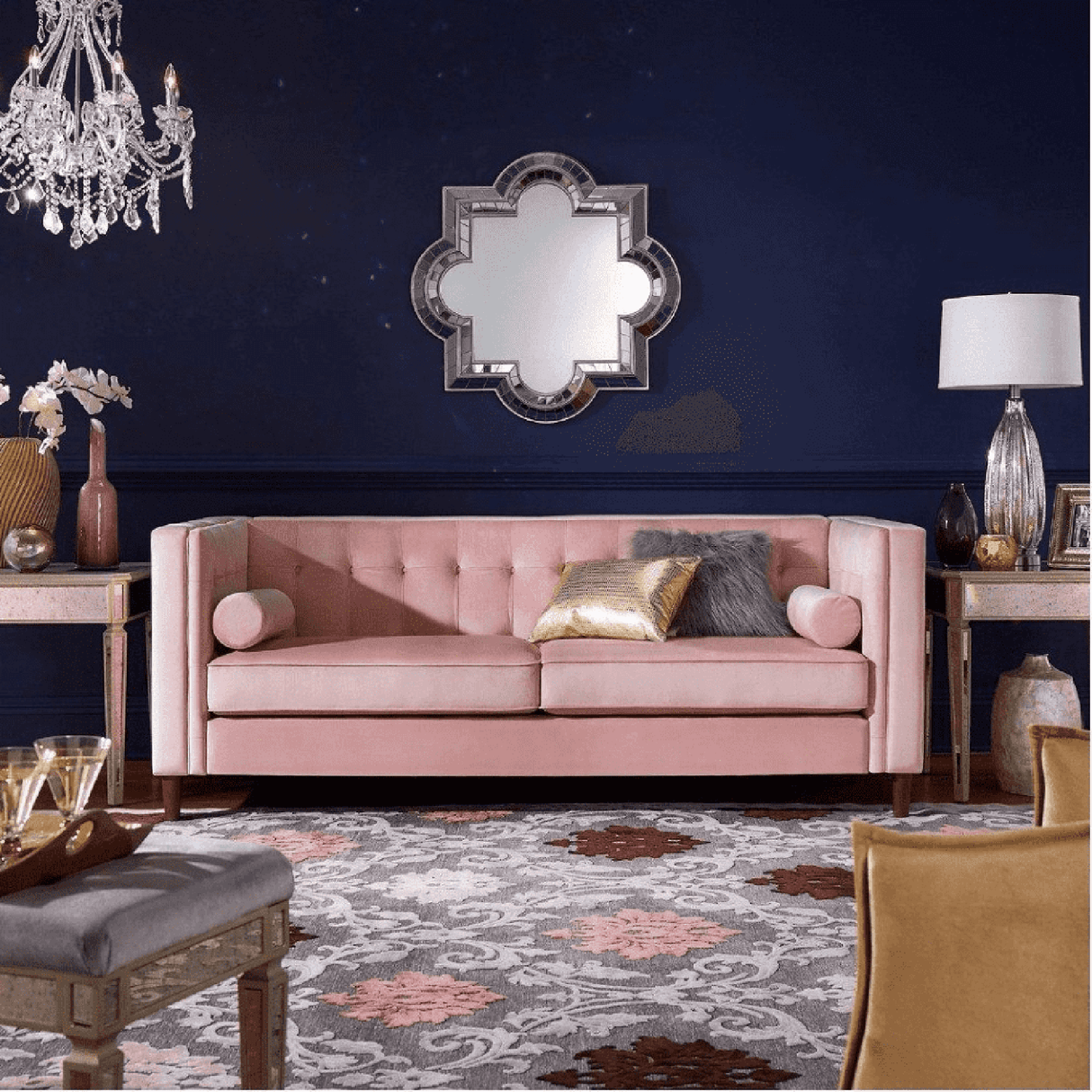 Knole 3 Seater Sofa in pink colour