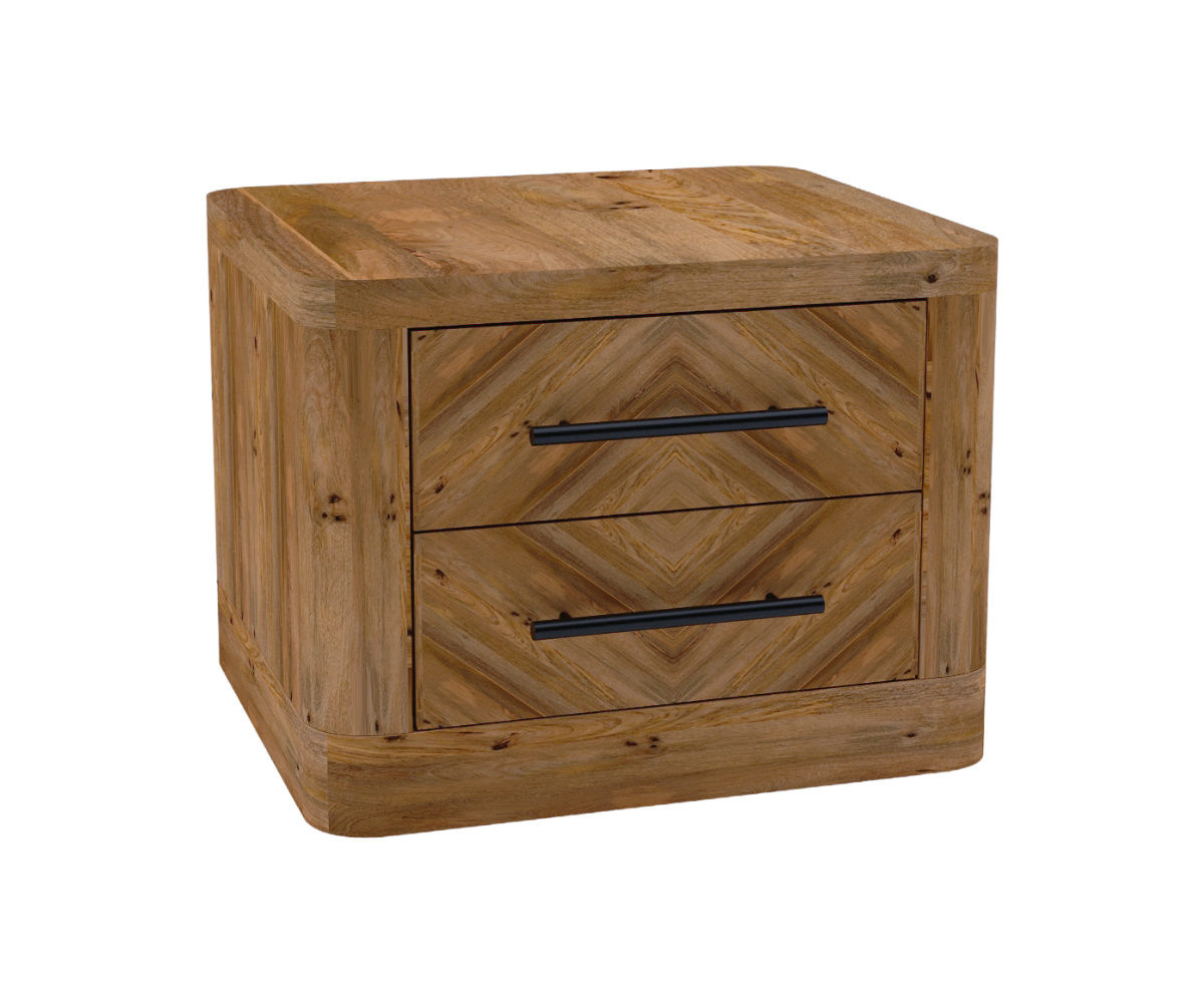 Riva Rustic Woodcraft Bedside Table With Drawers